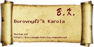 Borovnyák Karola névjegykártya